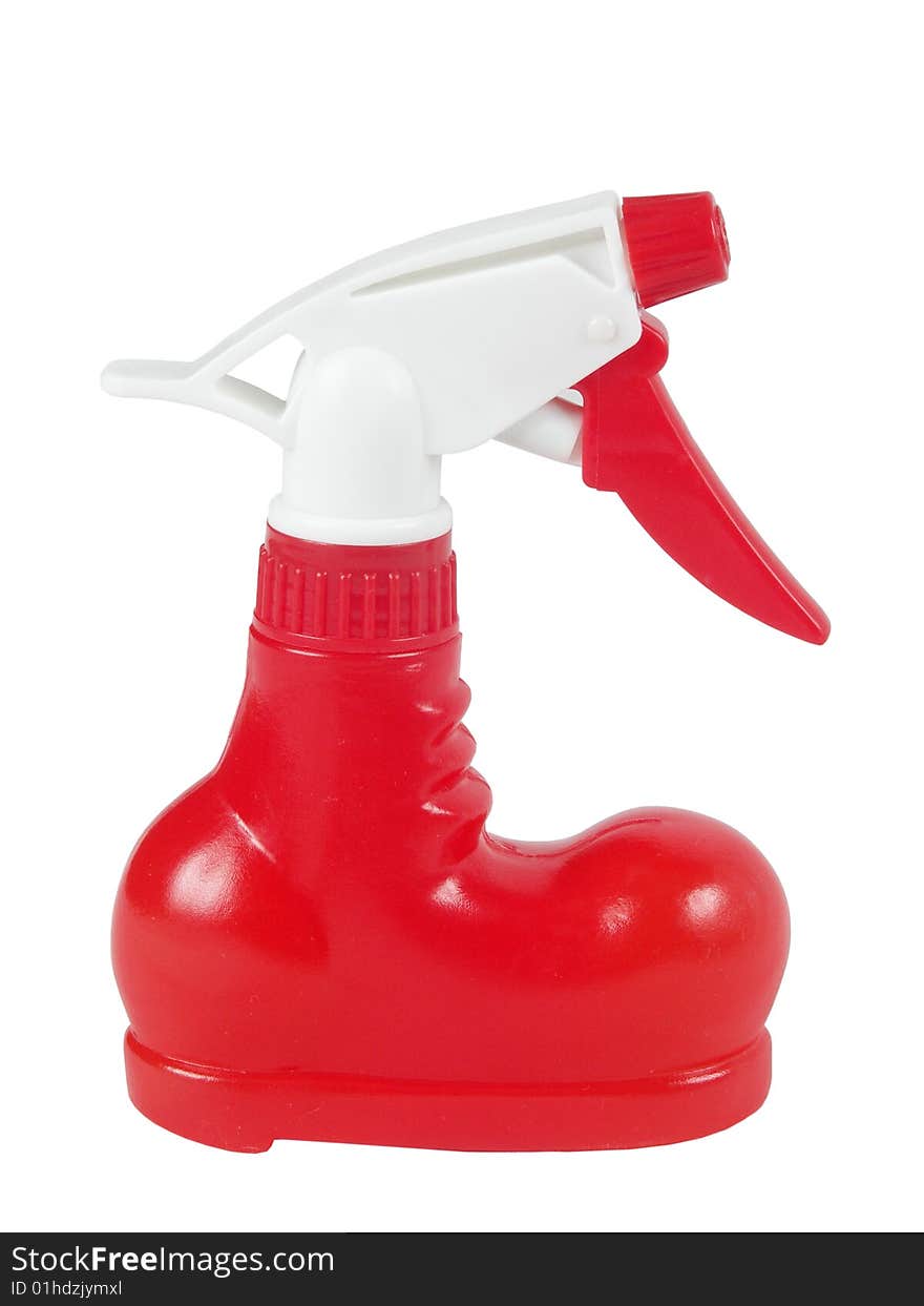 Sprayer red-white color to look like boot on white background