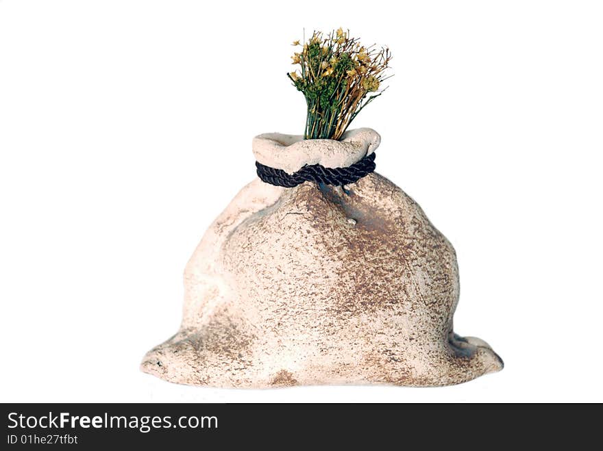 Stone Bag With A Plant