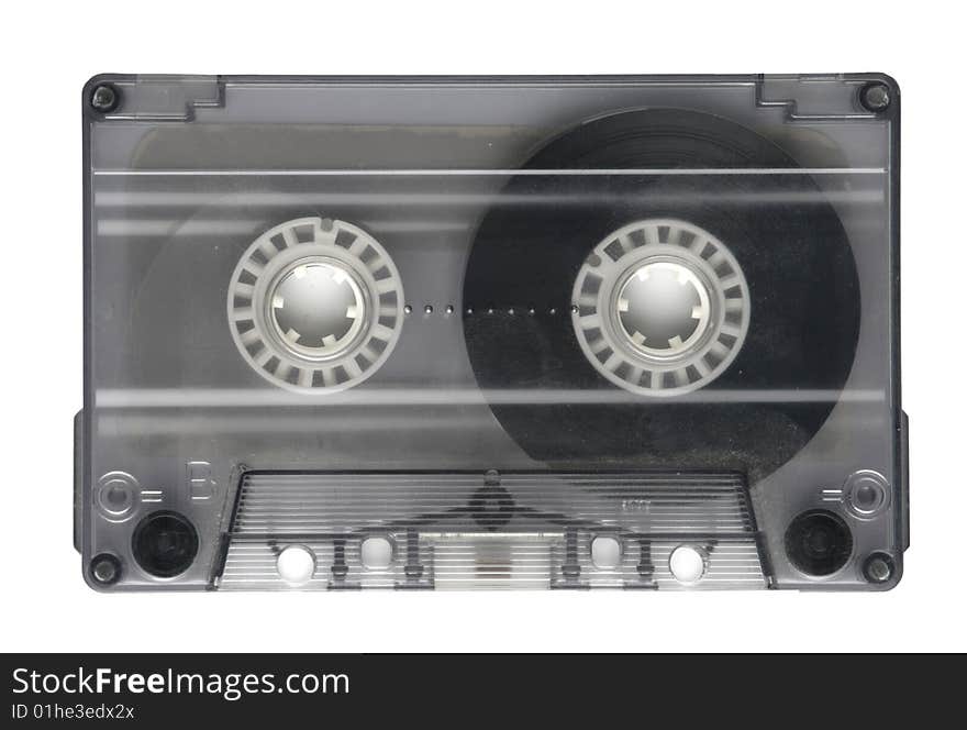 Old retro tape cassette isolated on white. Old retro tape cassette isolated on white