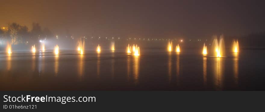 Fountains in the night