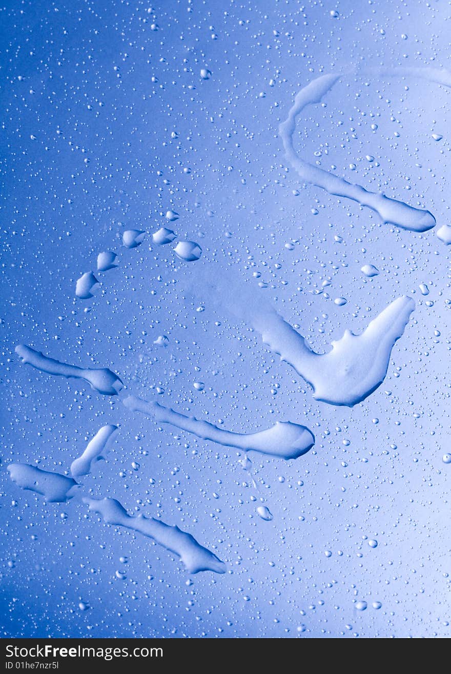 Water drops on blue background