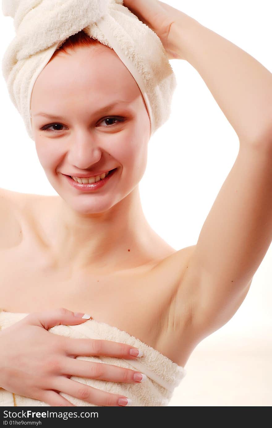 Woman in white towels