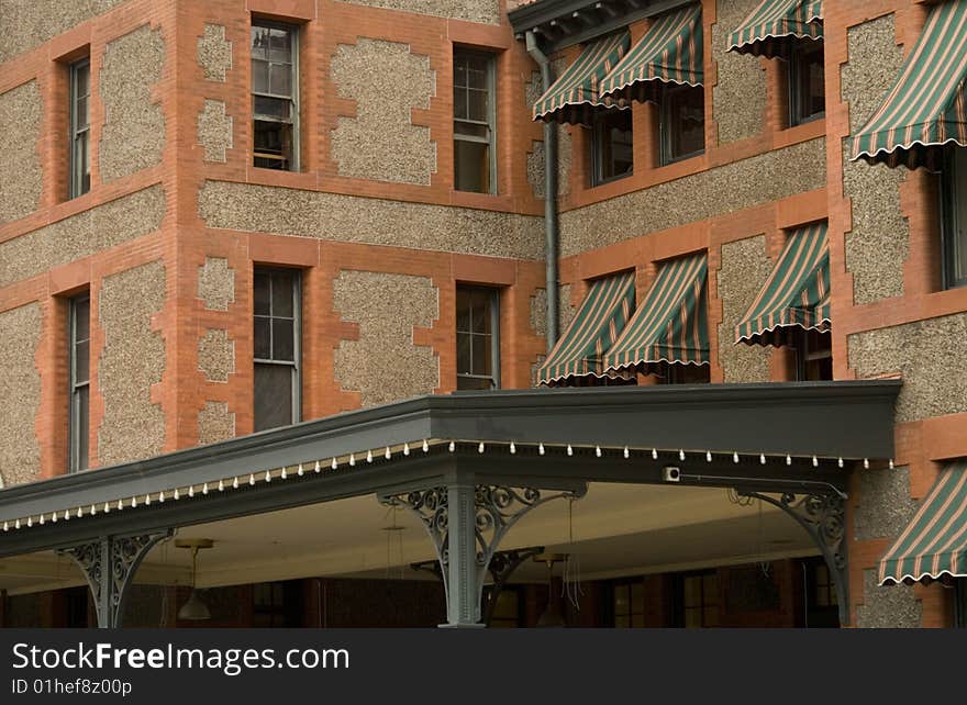 Red Brick Building With Awnings