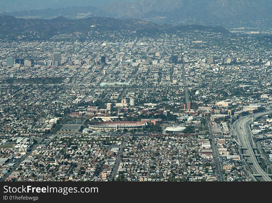 Los Angeles Olympic stadium air view