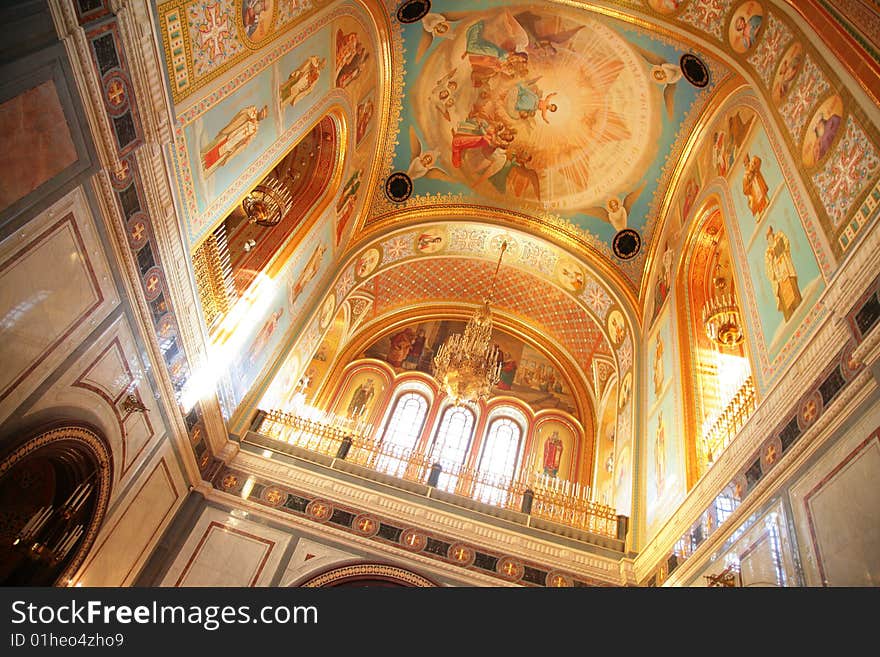 Interior Of Temple Of Christ Of Savior In Moscow