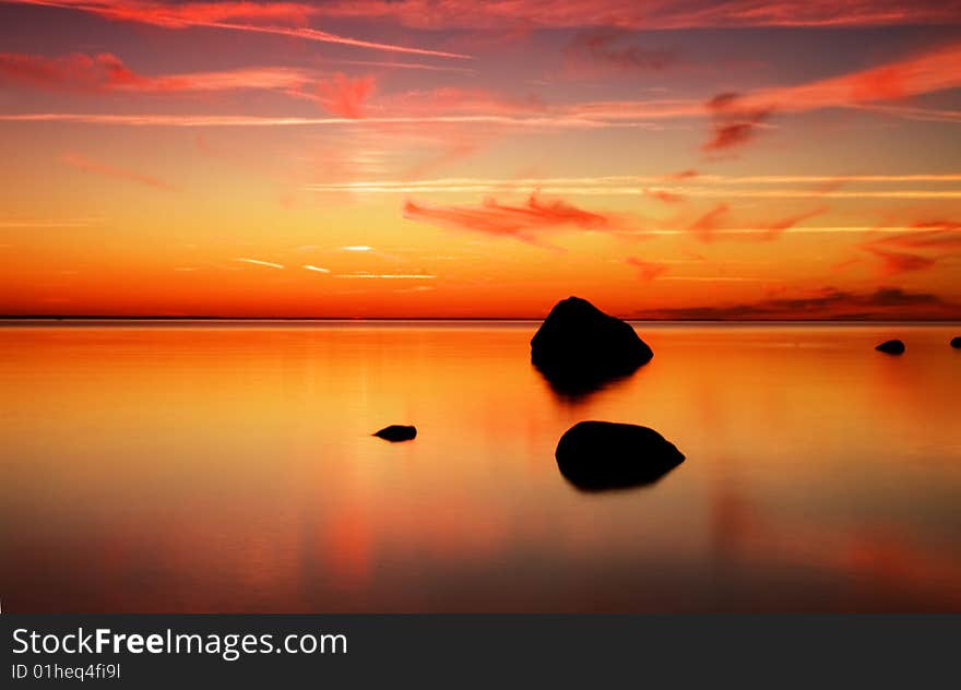 Romantic ocean view from the southern of Sweden.