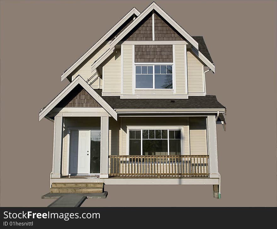 New home isolated on a brown background. New home isolated on a brown background