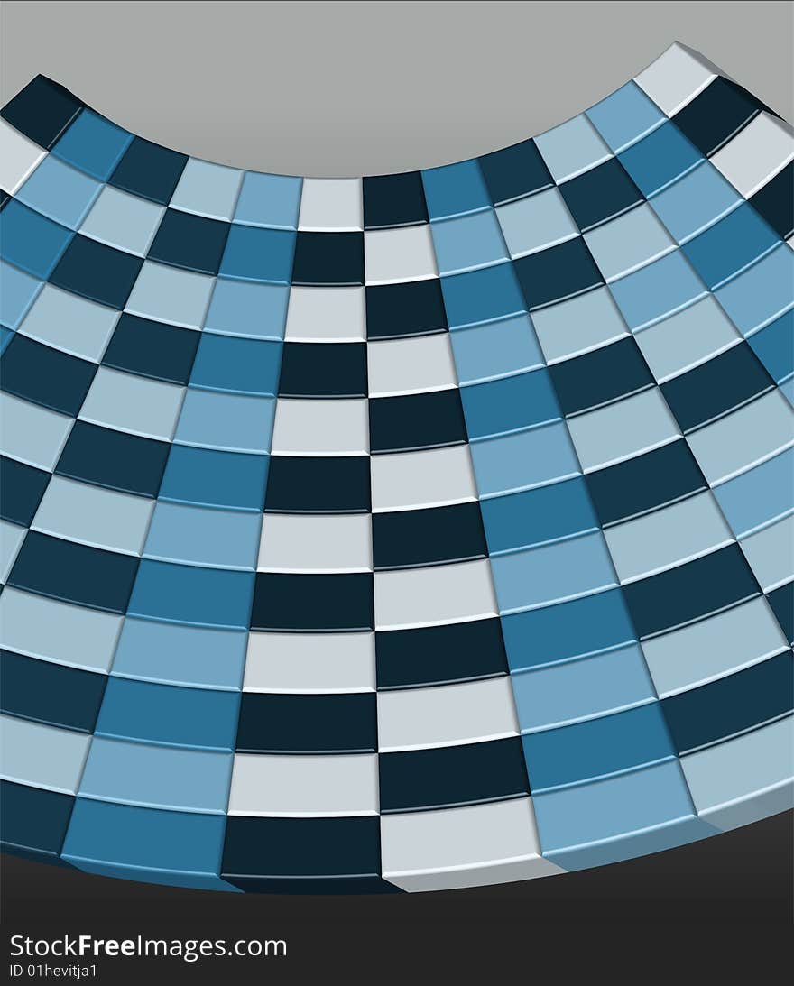 Blue 3D Checkerboard - Vector Illustration