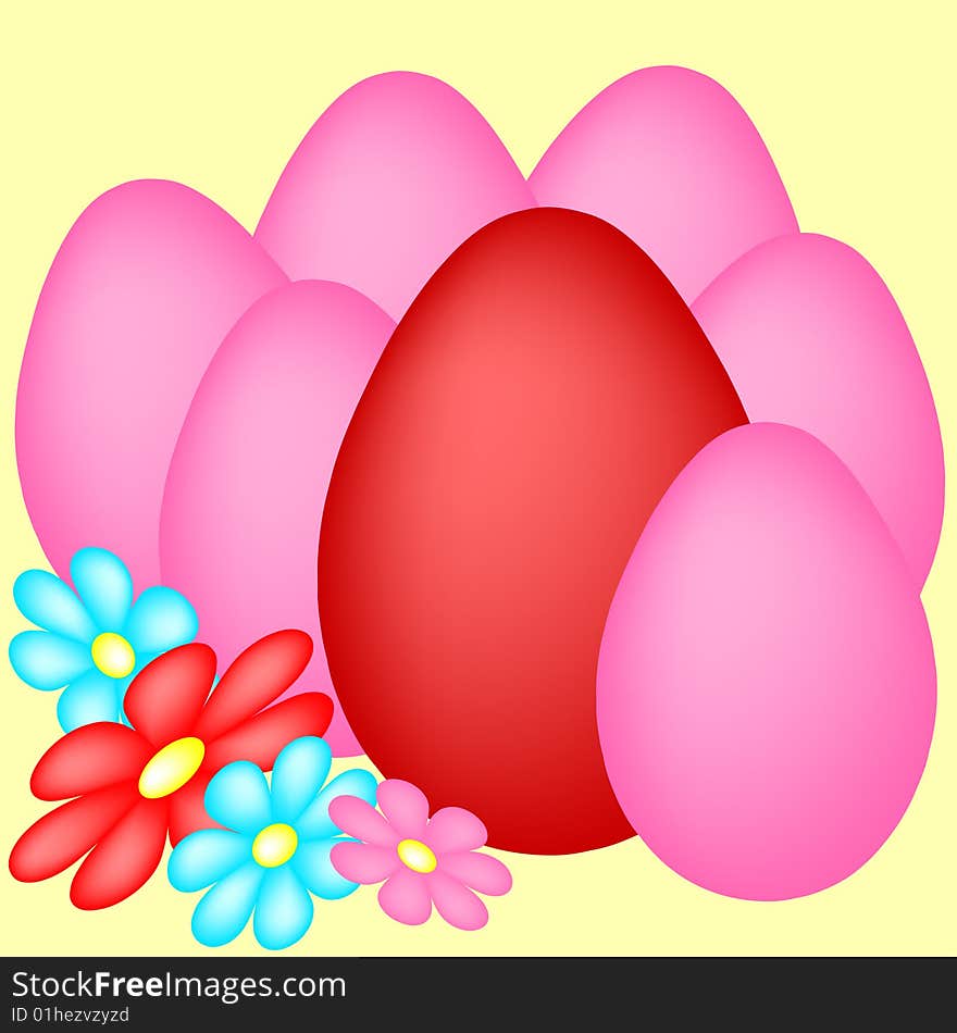 Colorful Easter eggs with flowers