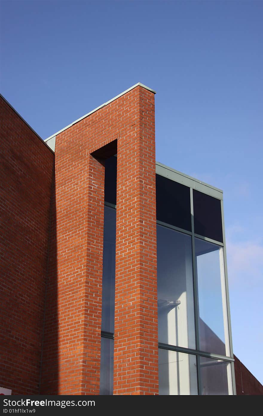 Entrance part of a shopping mall, supermaked. Brick and steel. Entrance part of a shopping mall, supermaked. Brick and steel