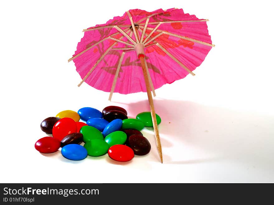 Color Chocolate Candy with paper umbrella