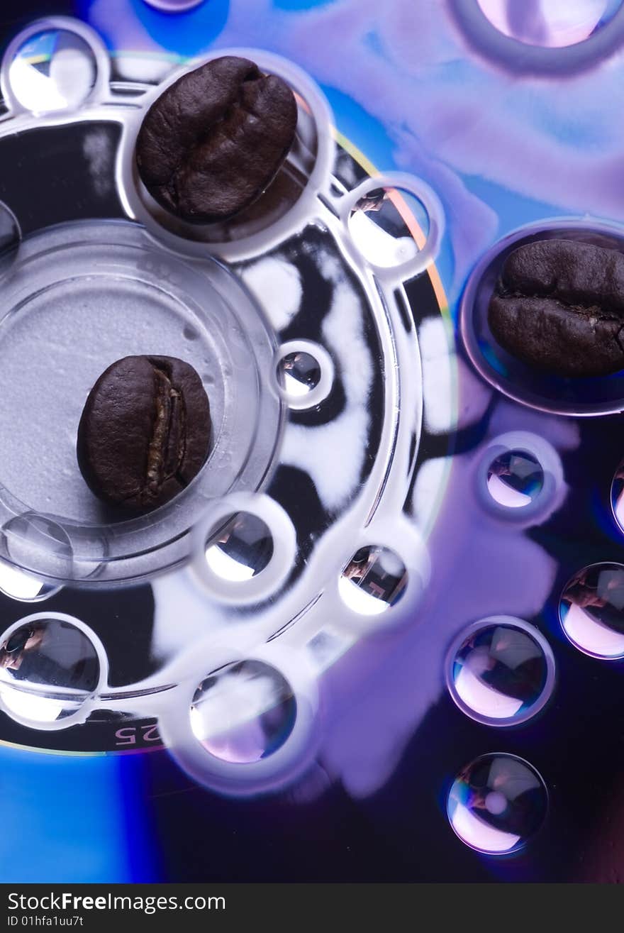 Coffee bean and water drops