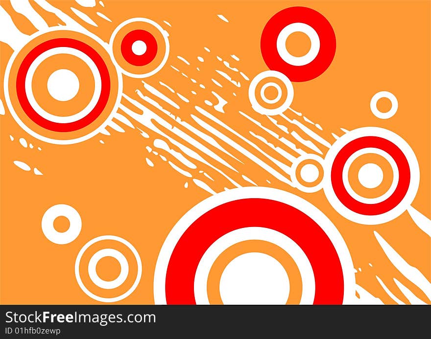 Abstract pattern with strips and dots on an orange background. Abstract pattern with strips and dots on an orange background.