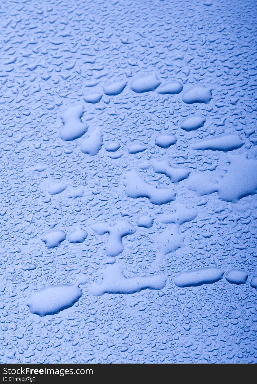 Water drops on blue background