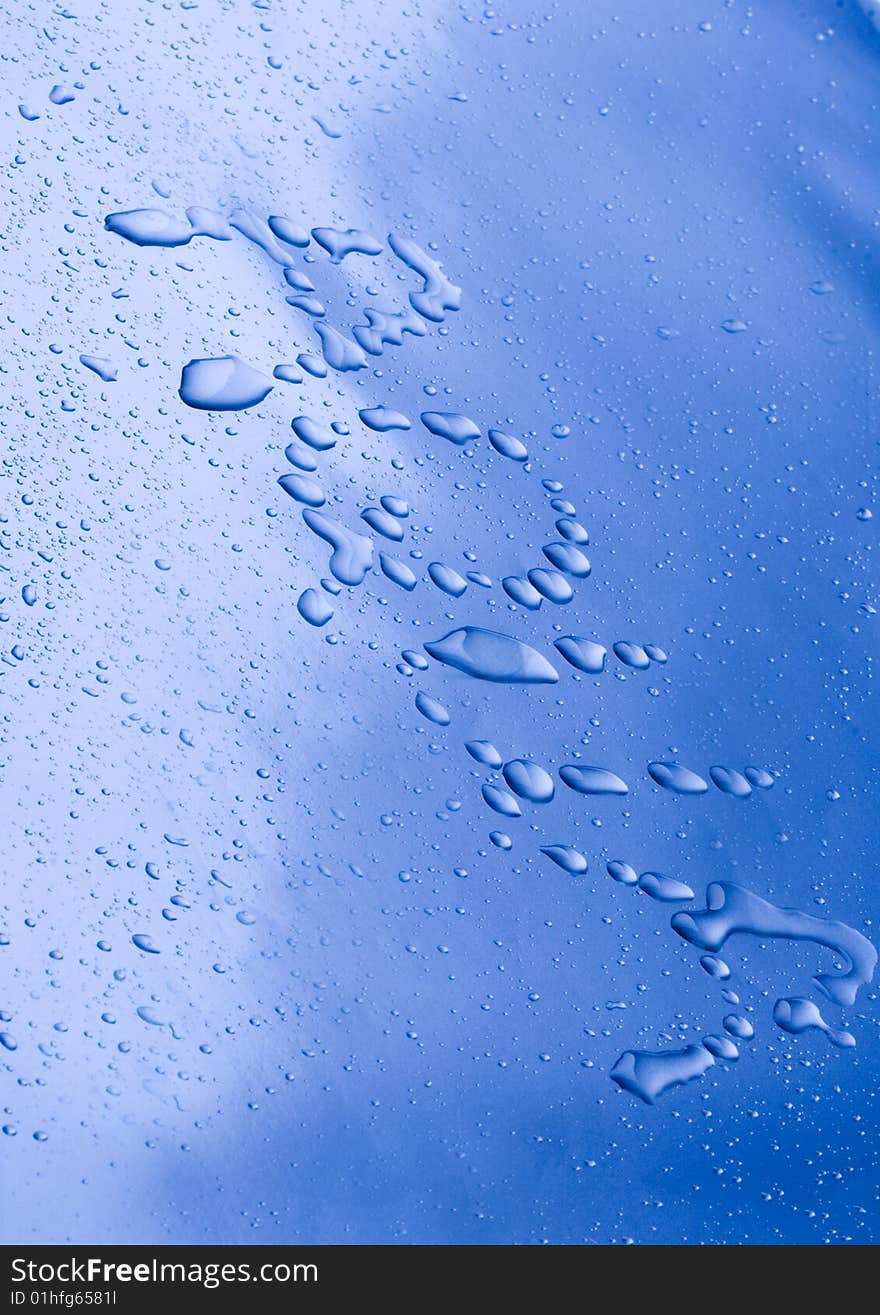 Water drops on blue background