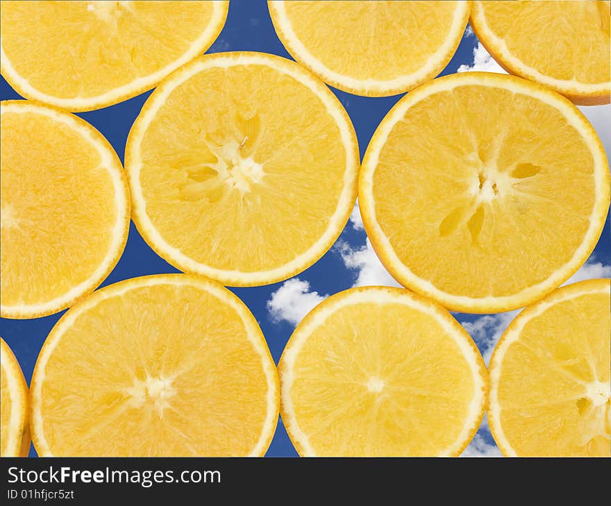 Orange Slices and Sky background