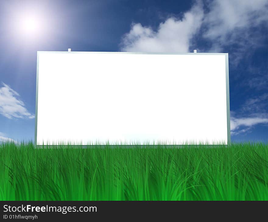 Billboard on green grass