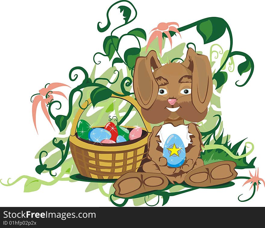 Vector:
Rabbit on a background floral patterns

. Vector:
Rabbit on a background floral patterns