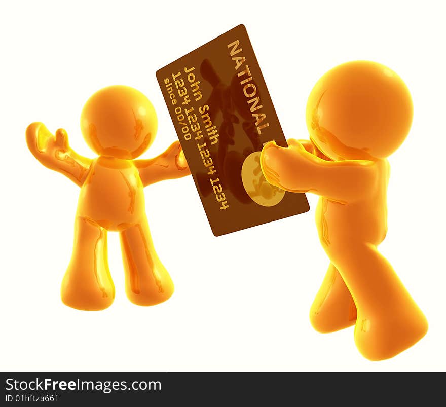 Giving credit card as gift icon figure illustration