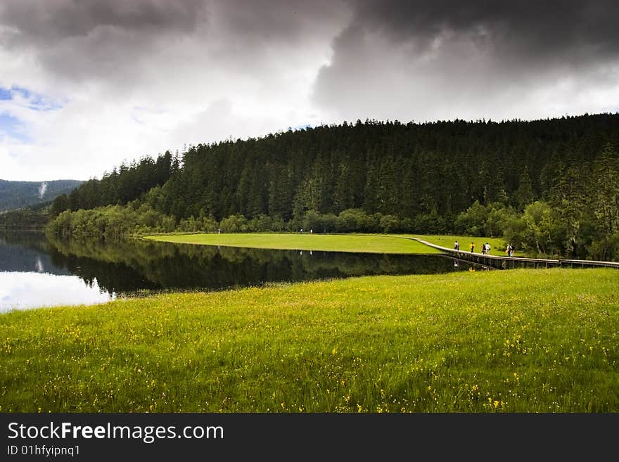 The very beautiful lake is in fragrant space lira in Yunnan