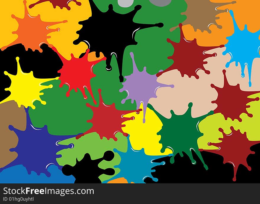 Decorative blots,blue,red,black,yellow..