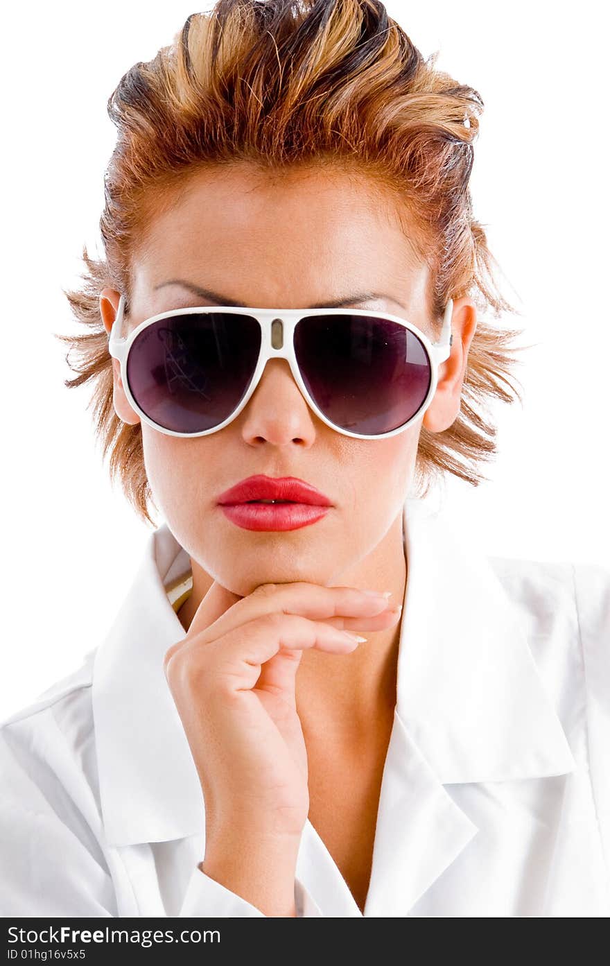 Posing woman with sunglasses