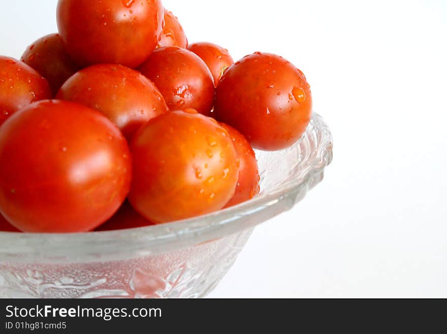 Tomatoes in a glass bowl