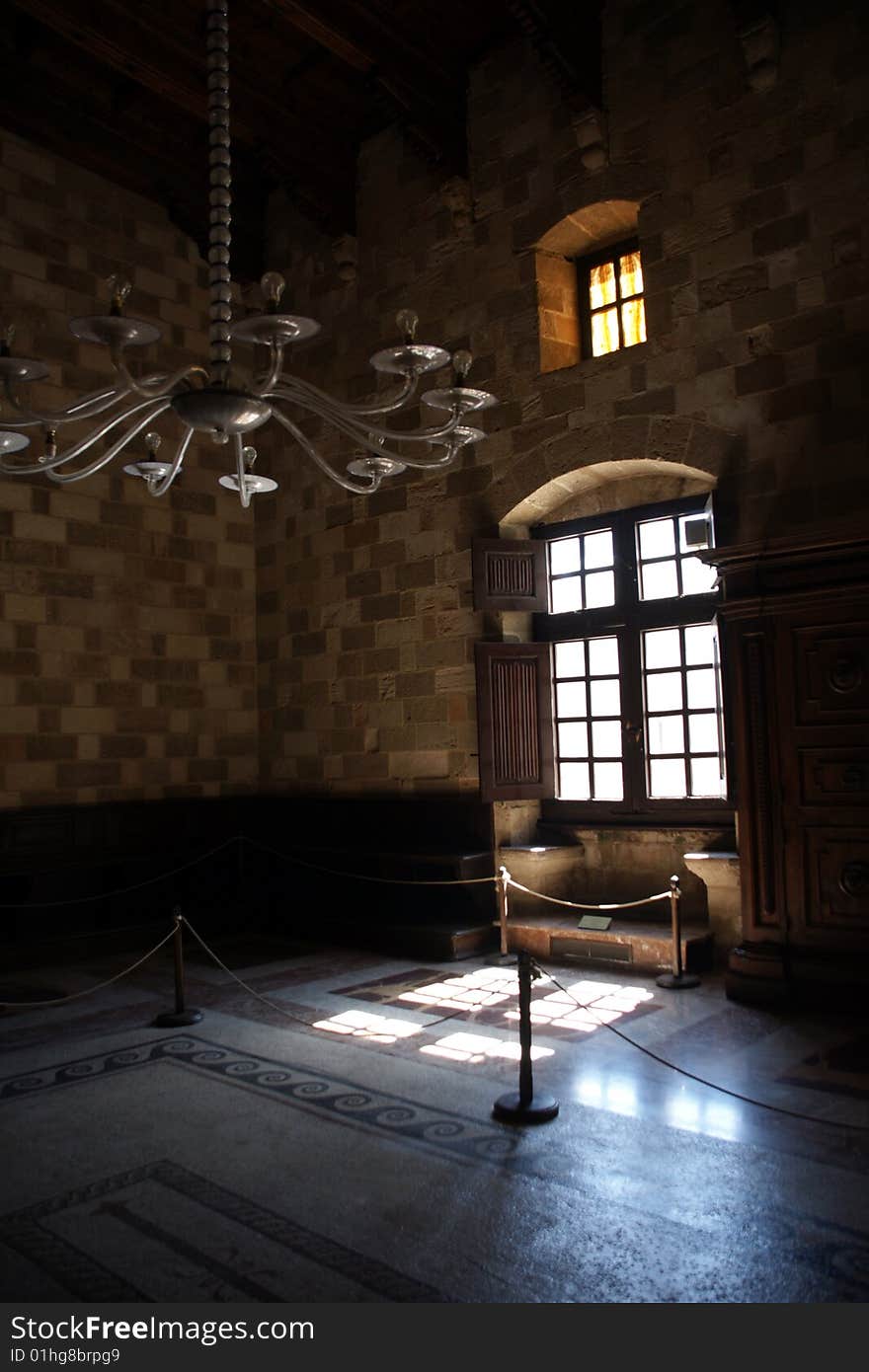 Room in a medieval castle in Rhodes island