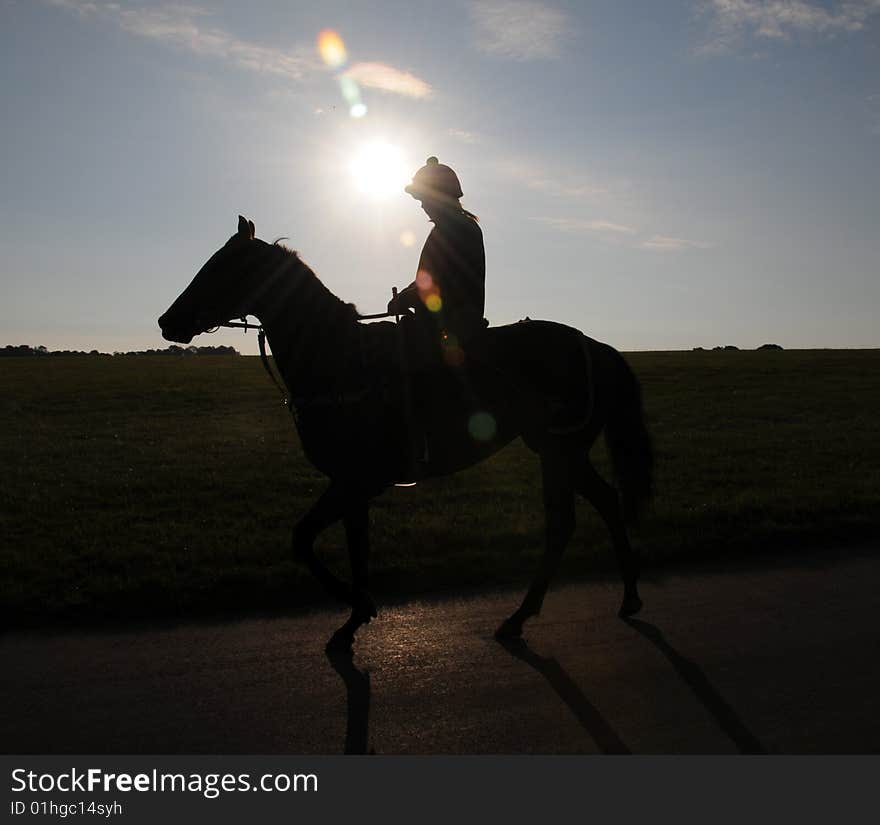 Riding out the horses at Epsom. Riding out the horses at Epsom