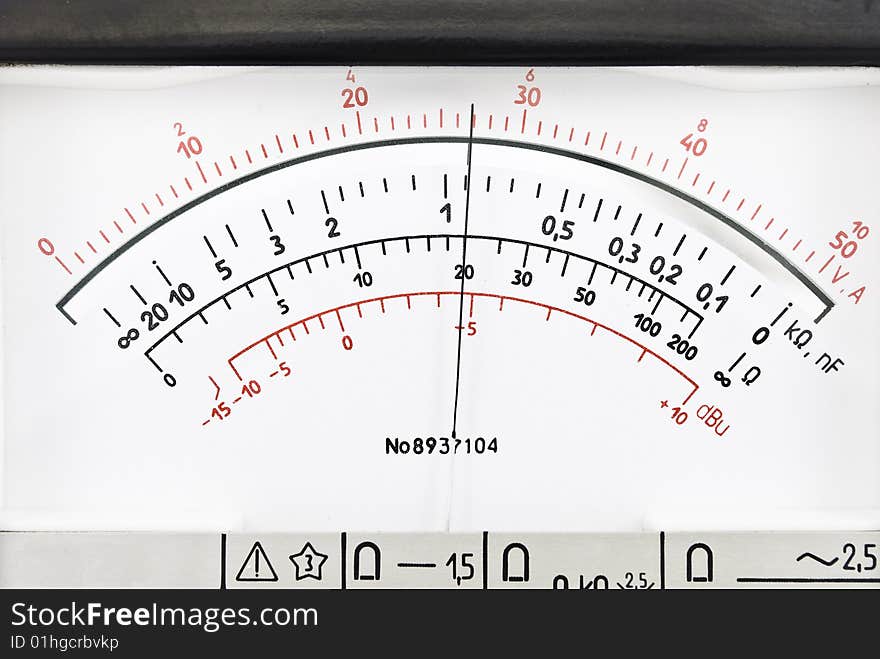 Vintage analog scale. Volt, ampere.