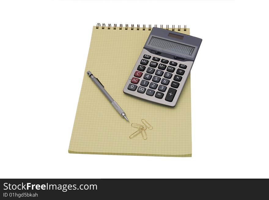 Yellow Spiral Bound Notepad With Pen And Calculato