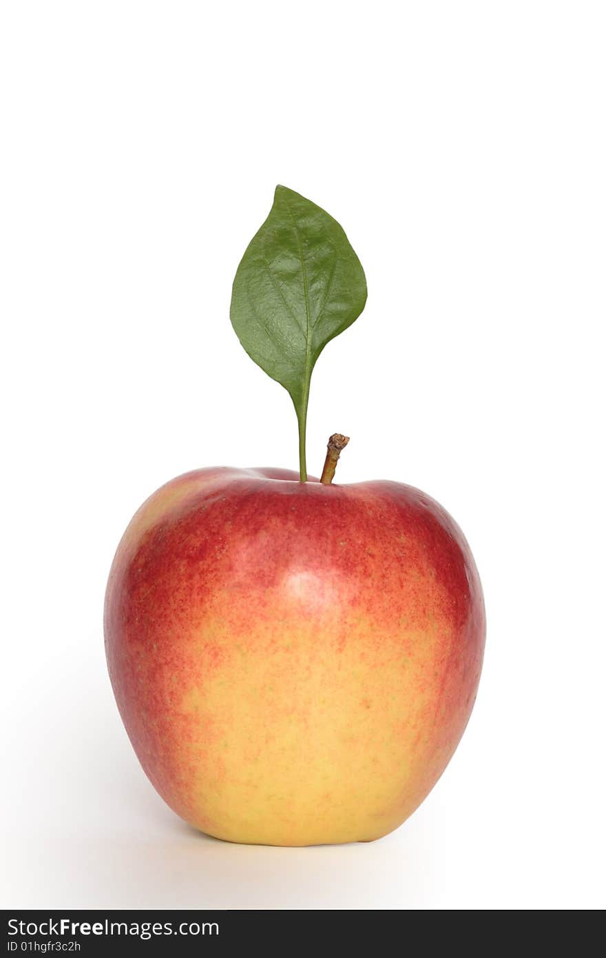 Apple with leaf