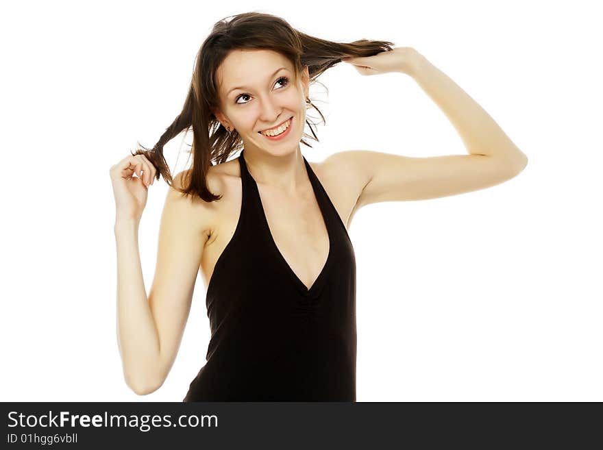 The young woman on a white background. The young woman on a white background