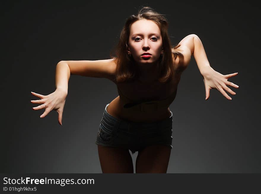 The woman on a dark background