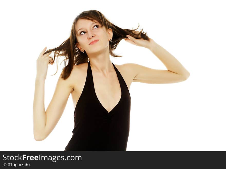 The young woman on a white background. The young woman on a white background