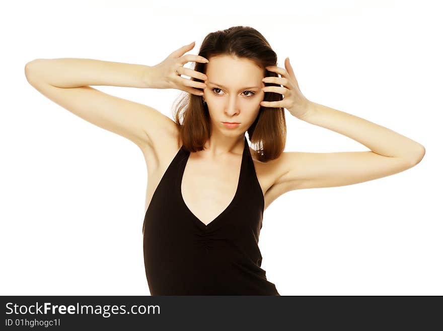 The young woman on a white background. The young woman on a white background