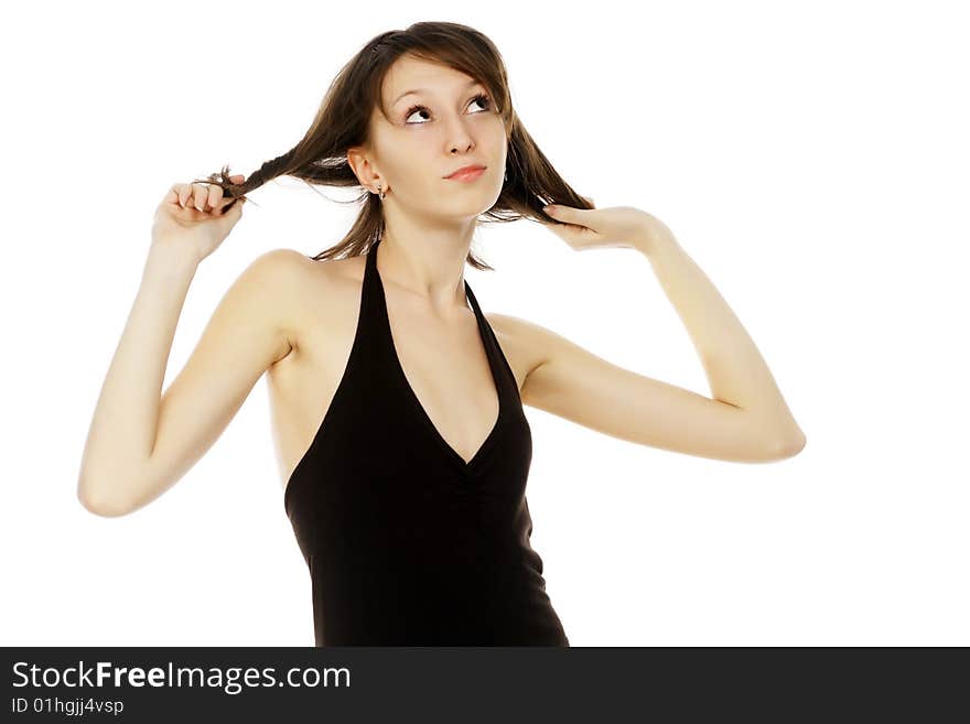 The young woman on a white background. The young woman on a white background