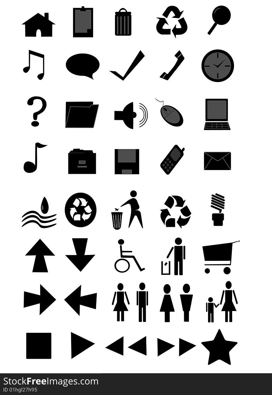 Collection of some basic computer icons. Collection of some basic computer icons