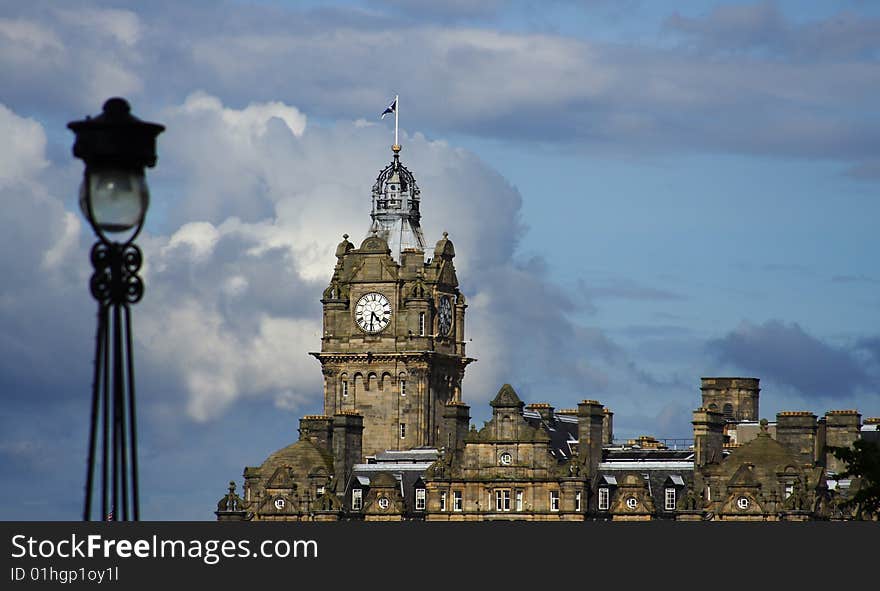 Edinburgh skyline in scotland during summer and by a cloudy day. Edinburgh skyline in scotland during summer and by a cloudy day.