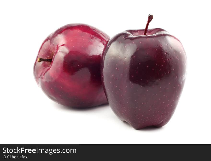 Two Red Apples isolated on white background with copy space