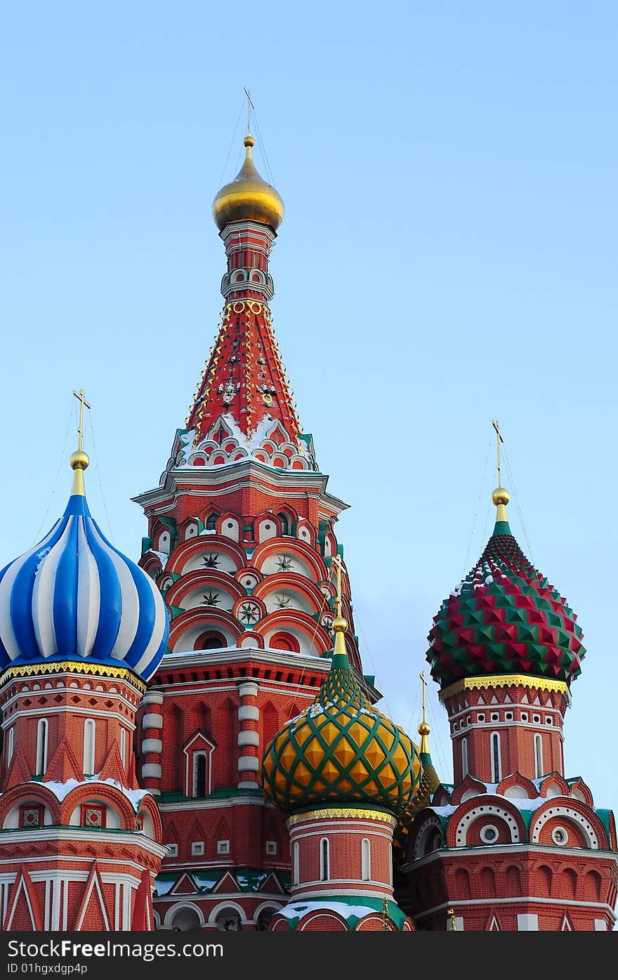 Fragment Church of the Intercession on red square in Moscow, capital of Russian Federation.