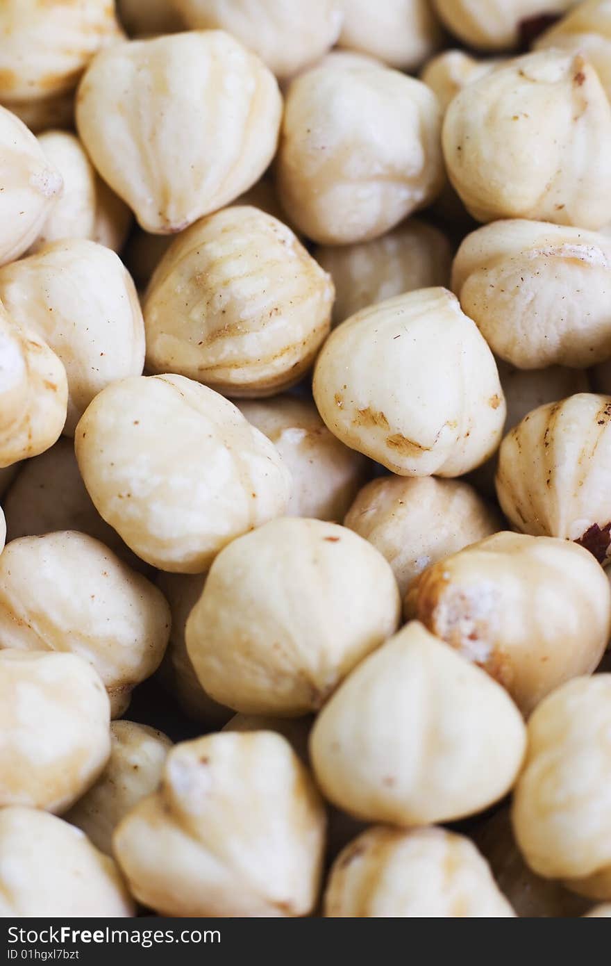 Close-up of hazelnuts, textured