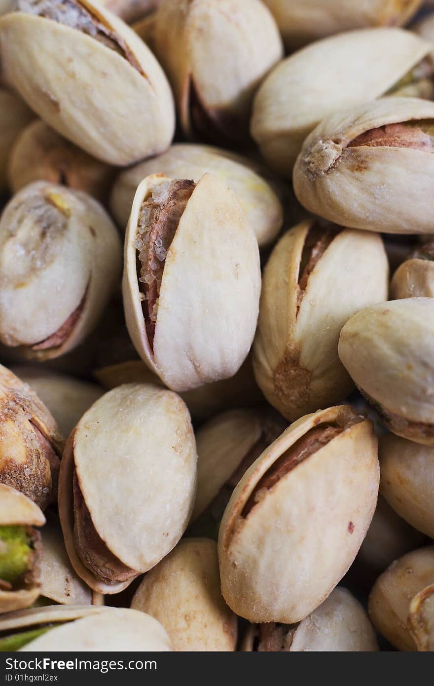 Close-up of salted pistachios, textured