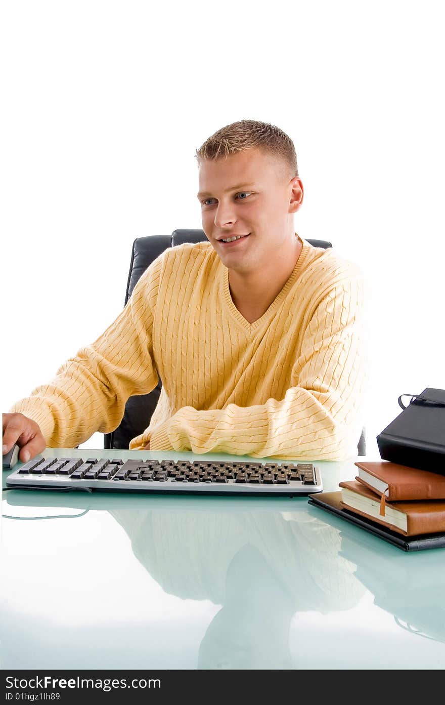 Man Working On  Desk