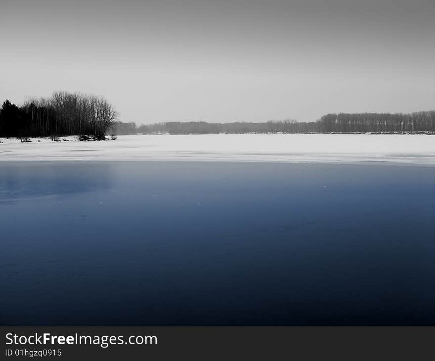 Winter day on the ice lake. Winter day on the ice lake