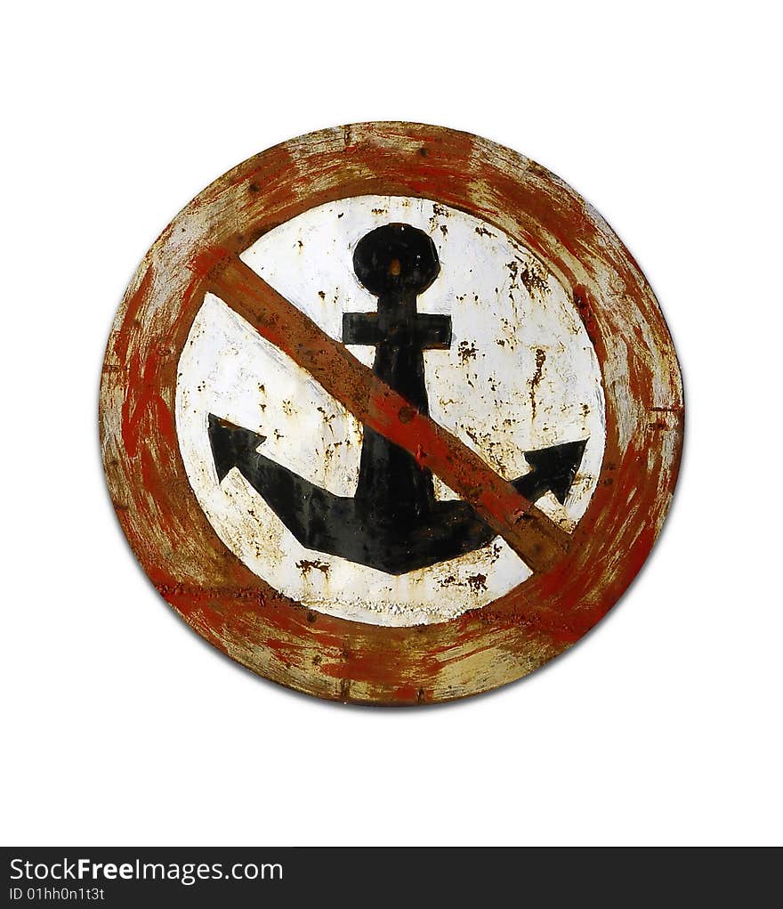 The sign forbidding a stop of a vessel. Isolation on a white background. The sign forbidding a stop of a vessel. Isolation on a white background