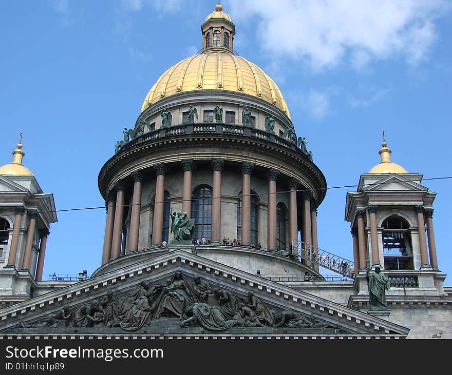 Detailed exterior of Cathedral of Saint Isaak in St Petersburg, Russia