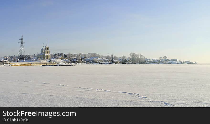 Panorama Of Onega With A Kind On Orthodox Church