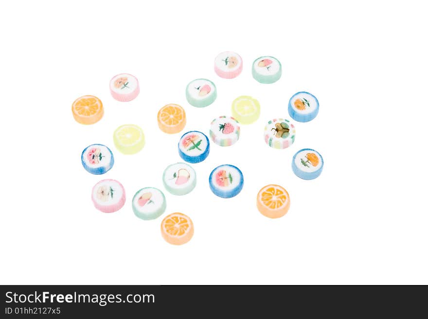 Sweet bonbons on white background