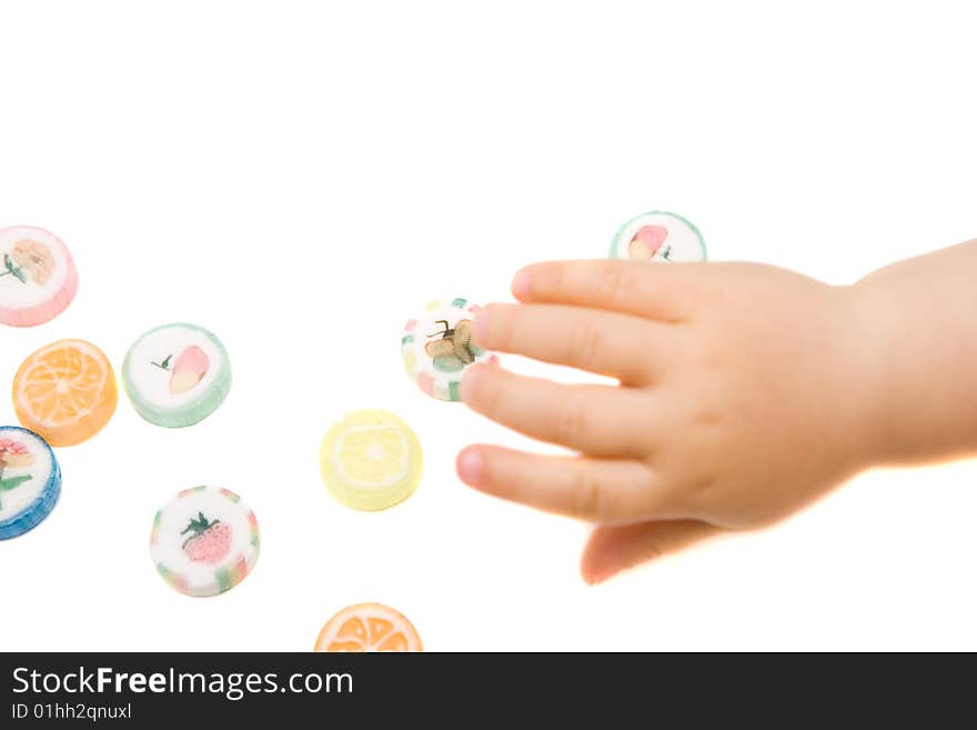 Sweet bonbons on white background